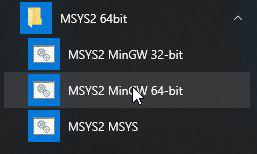 MSYS2 MinGW 64-bit shortcut