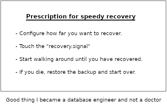 postgresql v12 recovery.conf for doctors