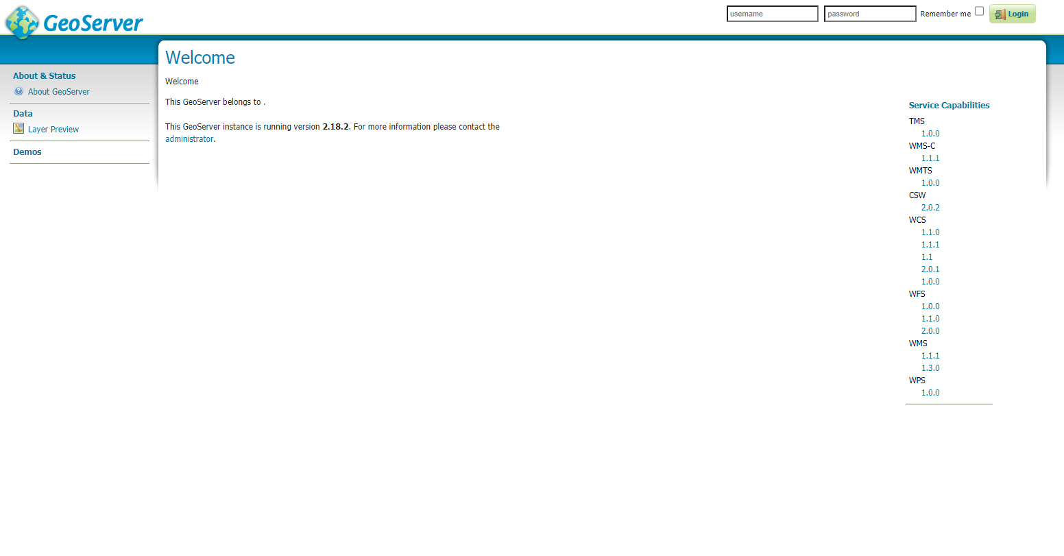 Figure 1 Geoserver Web Administrator