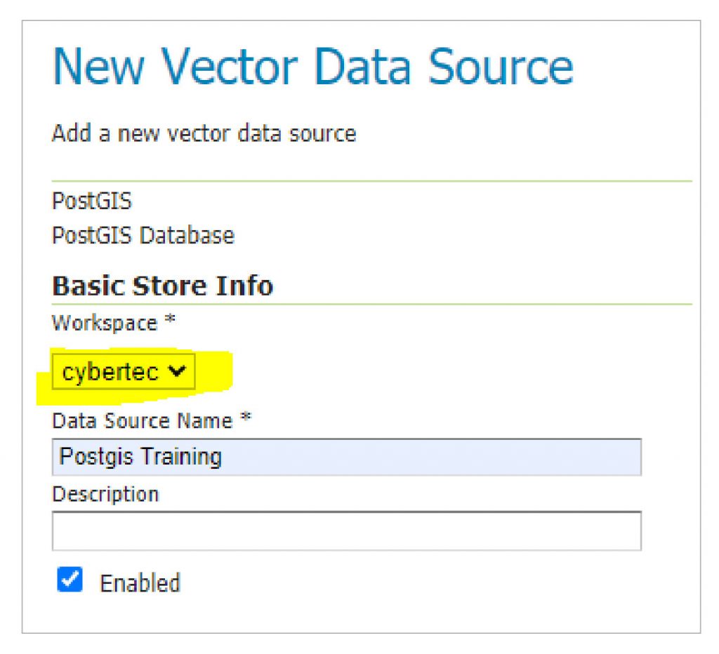 Figure 5 Configure new vector data source