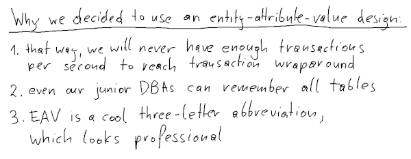 good (?) reasons to use an entity-attribute-value design