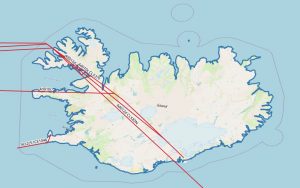 Figure 2 Vectors intersecting with Iceland: MobilityDB Blog