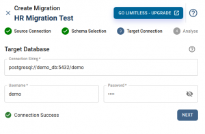 Create Migration - Target Connection - CYBERTEC Migrator