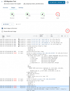 Migration Logic Stage with Error - CYBERTEC Migrator