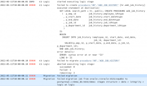 PostrgreSQL Migration detailed error message - CYBERTEC Migrator