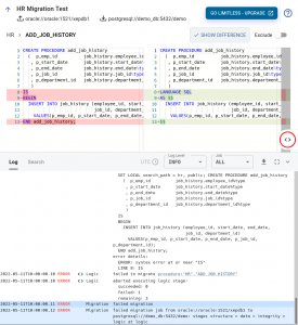 PostgreSQL Migration code error with diff - CYBERTEC Migrator