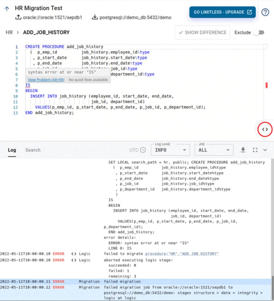 Code Editor Showing Error - Migrator