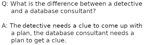 the database consultant needs a plan to get a clue about the parameterized statement