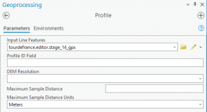 Create profile graph from feature class stage_14_gpx in ArcGIS Pro