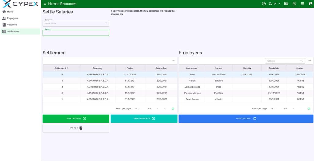 End of the Month Salary Example - CYPEX