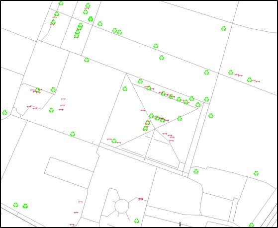 Custom QGIS styling applied to amenities from Reykjavík