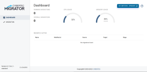 CYBERTEC Migrator empty dashboard