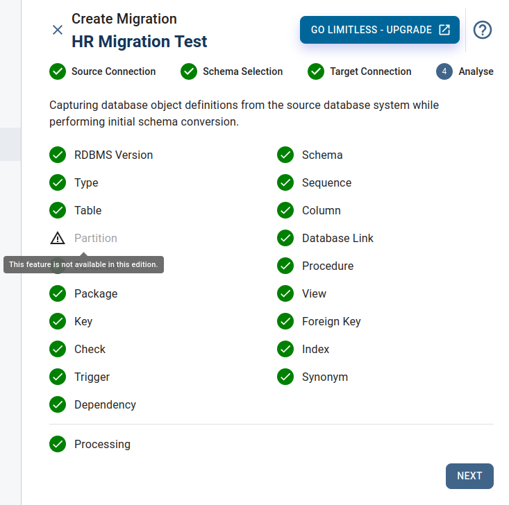 Create Migration - Analyze - CYBERTEC Migrator