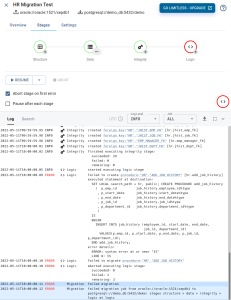 Migration Logic Stage with Error - CYBERTEC Migrator