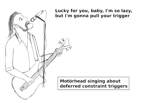 Motörhead singing about deferred constraint triggers